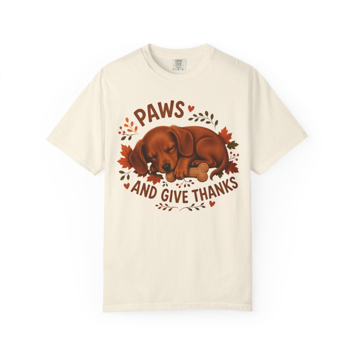 Red Dachshund Thanksgiving Shirt, Paws Give Thanks Tee, Fall Doxie Dog Lover Gift