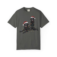 Load image into Gallery viewer, Festive Holiday Christmas Dog Shirt, Santa Hat Labrador Tee, Holiday Lights Dog Lovers Shirt, Christmas Gift for Dog Mom
