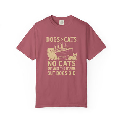 Funny Titanic Dog Lover T-Shirt – Dogs > Cats Pet Humor Tee – “No Cats Survived the Titanic” Shirt – Gift for Dog Owners