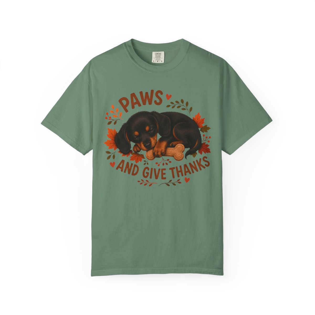 Black and Tan Dachshund Thanksgiving Shirt, Paws Give Thanks Tee, Fall Doxie Lover Gift
