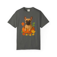 Load image into Gallery viewer, Fawn French Bulldog in Pumpkin Fall Shirt, Cute Autumn Dog Tee for Frenchie Lovers

