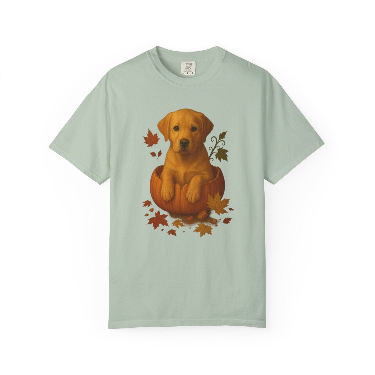 Yellow Lab in Pumpkin Fall Dog Lover Shirt, Cute Autumn Labrador Tee for Dog Moms