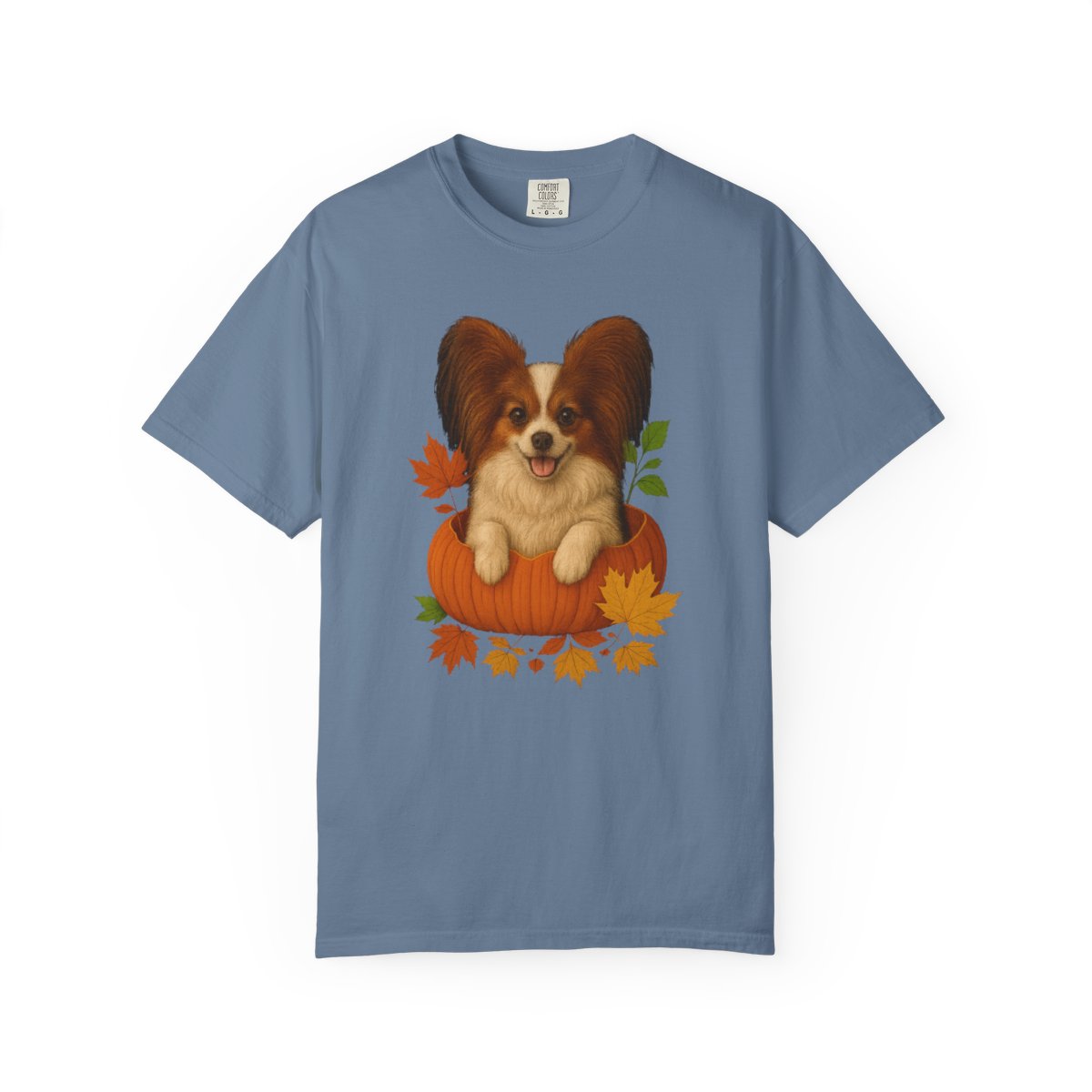 Papillon Pumpkin Shirt, Fall Dog Lover Tee on Comfort Colors 1717