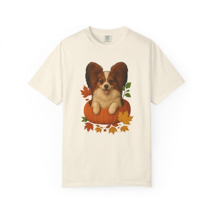 Papillon Pumpkin Shirt, Fall Dog Lover Tee on Comfort Colors 1717