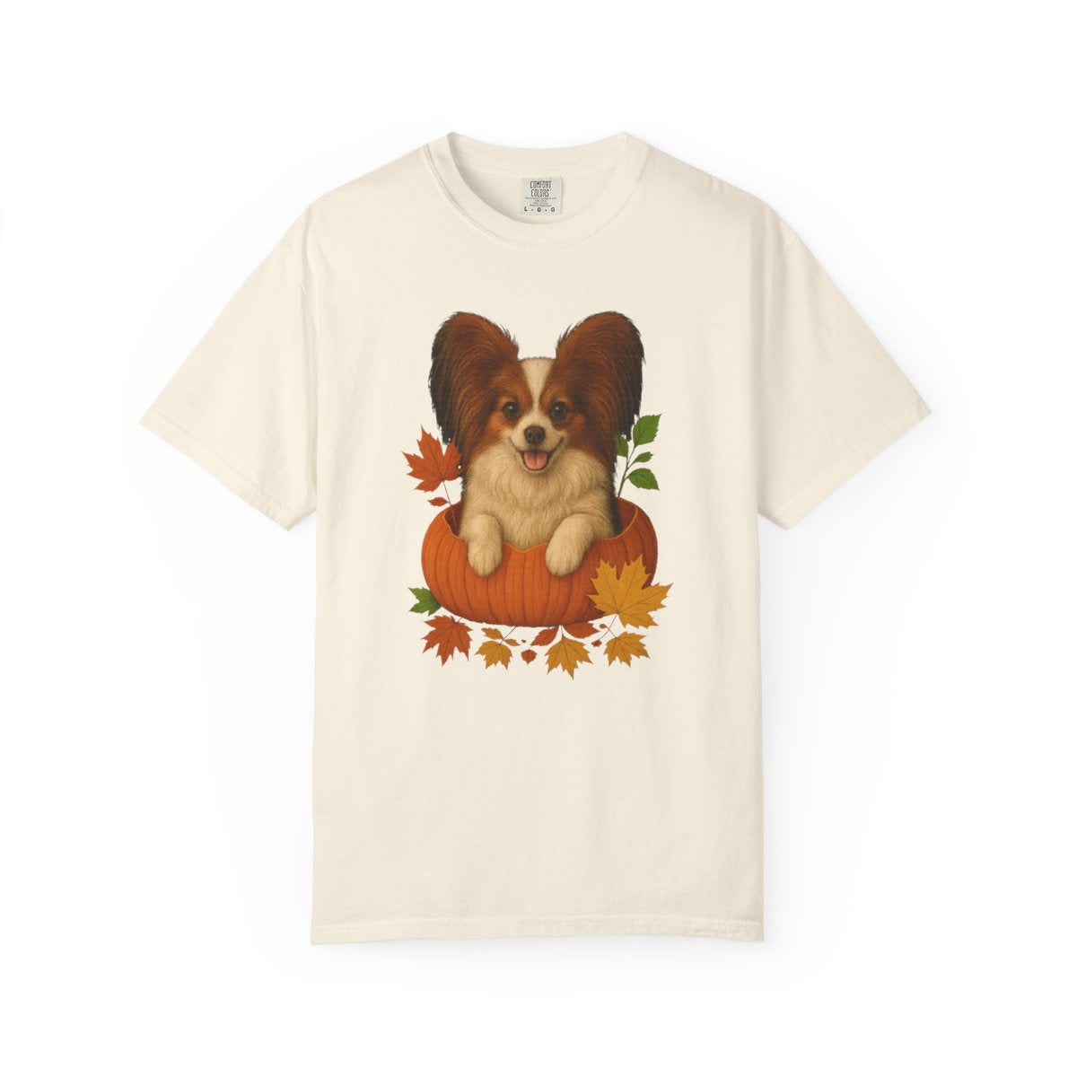 Papillon Pumpkin Shirt, Fall Dog Lover Tee on Comfort Colors 1717