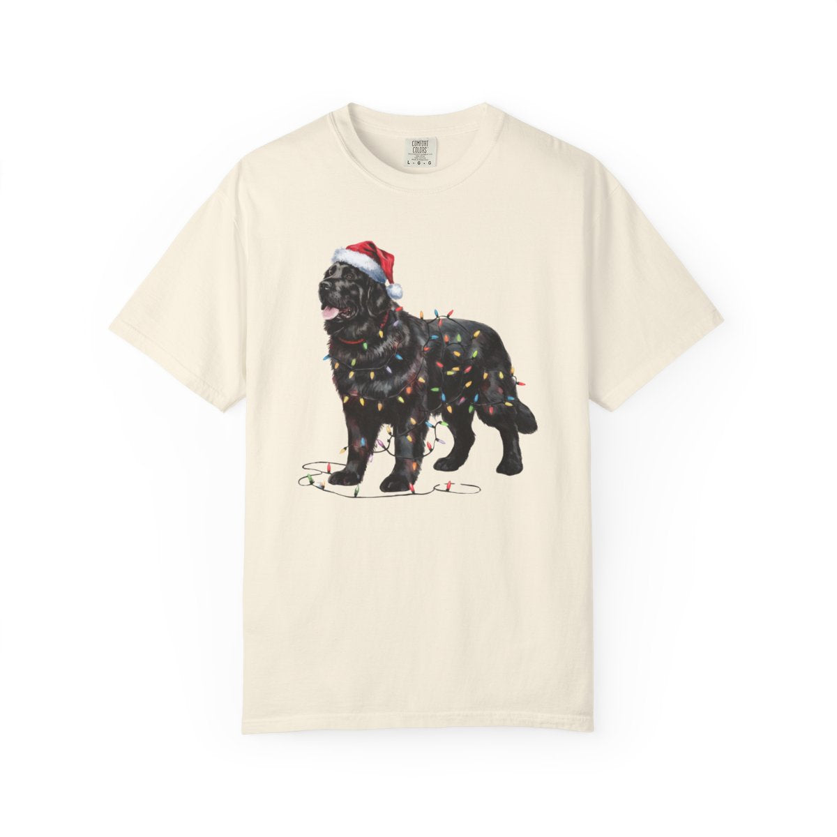 Black Newfoundland Christmas Lights Shirt, Cozy Holiday Tee for Gentle Giant Lovers