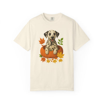 Dalmatian Pumpkin Shirt, Cute Fall Dog Lover Tee on Comfort Colors 1717