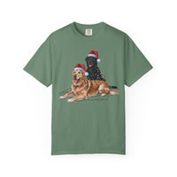 Load image into Gallery viewer, Festive Holiday Christmas Dog Shirt, Santa Hat Labrador Tee, Labrador Golden Retriever Shirt, Christmas Gift for Dog Lovers

