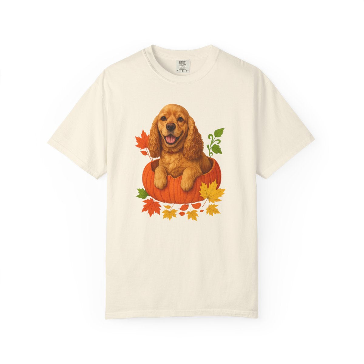 Cocker Spaniel in Pumpkin Fall Shirt, Cute Autumn Dog Tee for Cocker Lovers