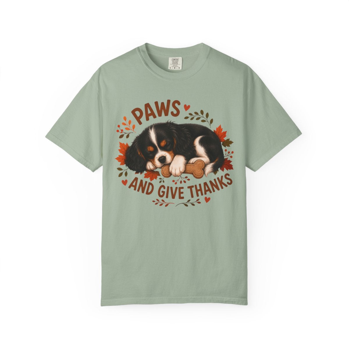 Tricolor Cavalier Thanksgiving Shirt, Paws Give Thanks Tee, Fall Cavalier Dog Lover Gift