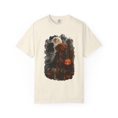 Red Dachshund Headless Horseman Inspired Halloween Comfort Colors Shirt