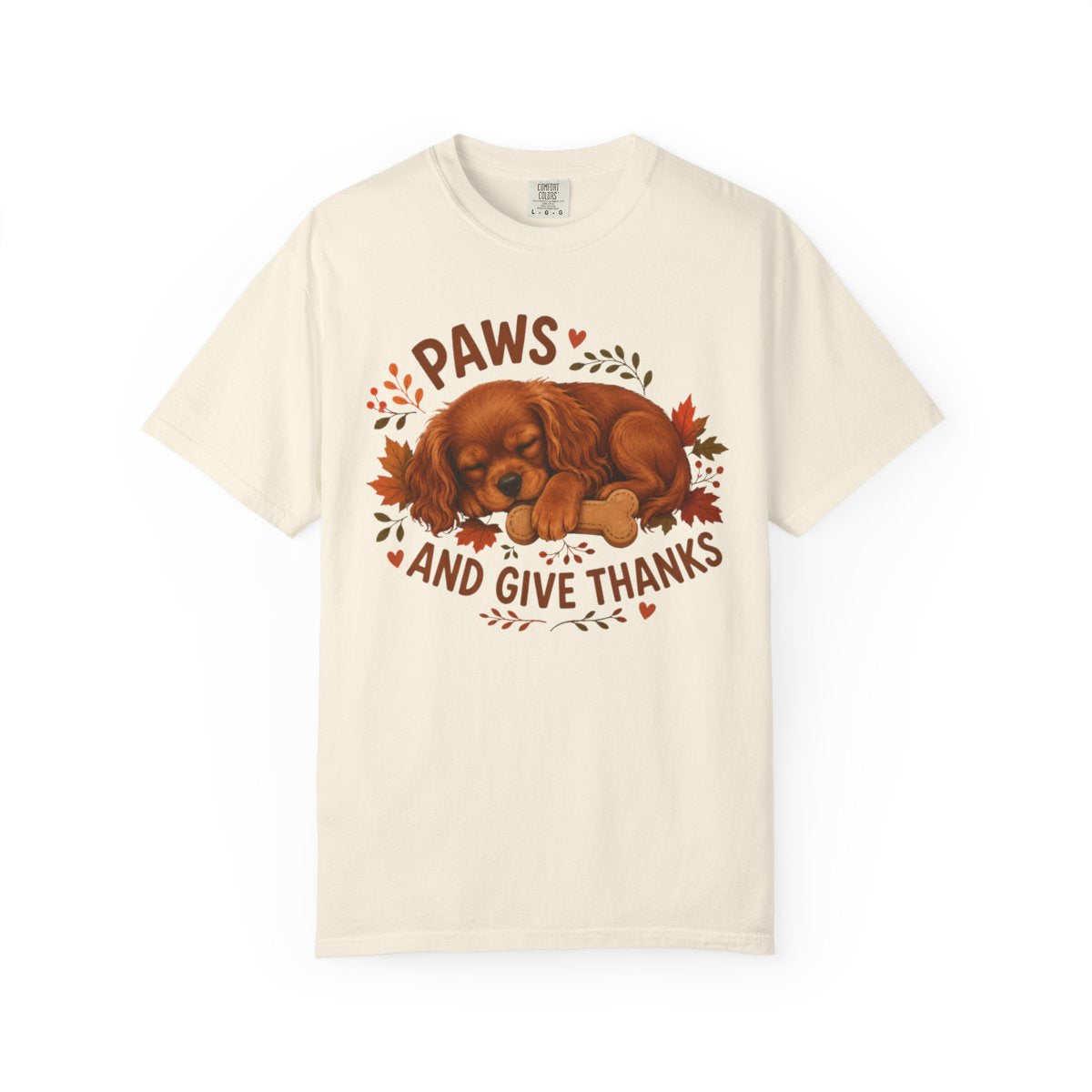 Ruby Cavalier Thanksgiving Shirt, Paws Give Thanks Tee, Fall Cavalier Dog Lover Gift
