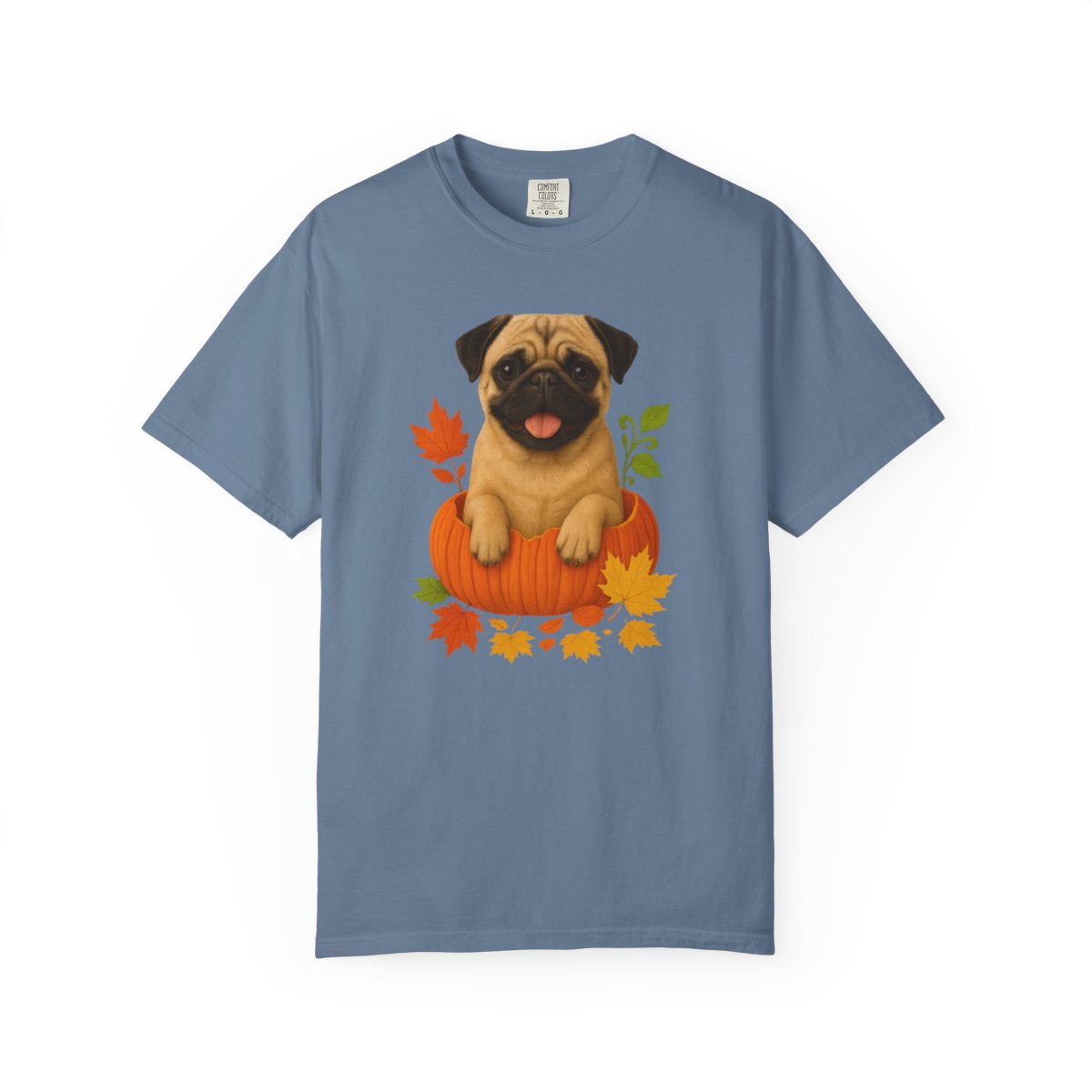 Tan Pug Pumpkin T-Shirt, Cute Fall Dog Shirt for Pug Lovers and Autumn Vibes