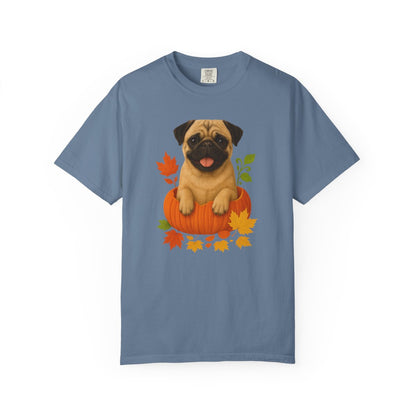 Tan Pug Pumpkin T-Shirt, Cute Fall Dog Shirt for Pug Lovers and Autumn Vibes