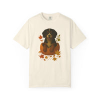 Load image into Gallery viewer, Tri-Color Cavalier King Charles in Pumpkin Fall Shirt, Cute Autumn Dog Tee for Spaniel Moms
