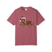 Load image into Gallery viewer, Ruby Cavalier King Charles Spaniel Christmas Shirt, Festive Dog Tee, Holiday Gift for Dog Lovers, Santa Hat Dog T-Shirt, Cute Dog Art
