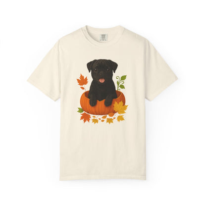 Black Pug in Pumpkin Fall Shirt, Cute Autumn Dog Tee for Pug Moms and Dog Lovers