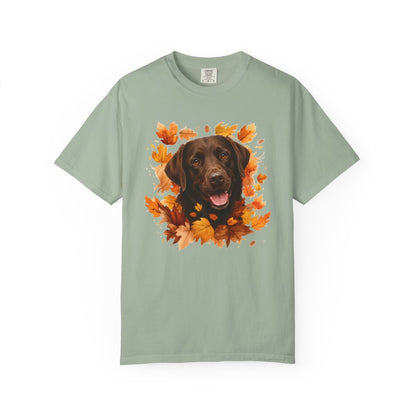 Chocolate Lab Fall Shirt, Autumn Dog Mom Comfort Colors Tee