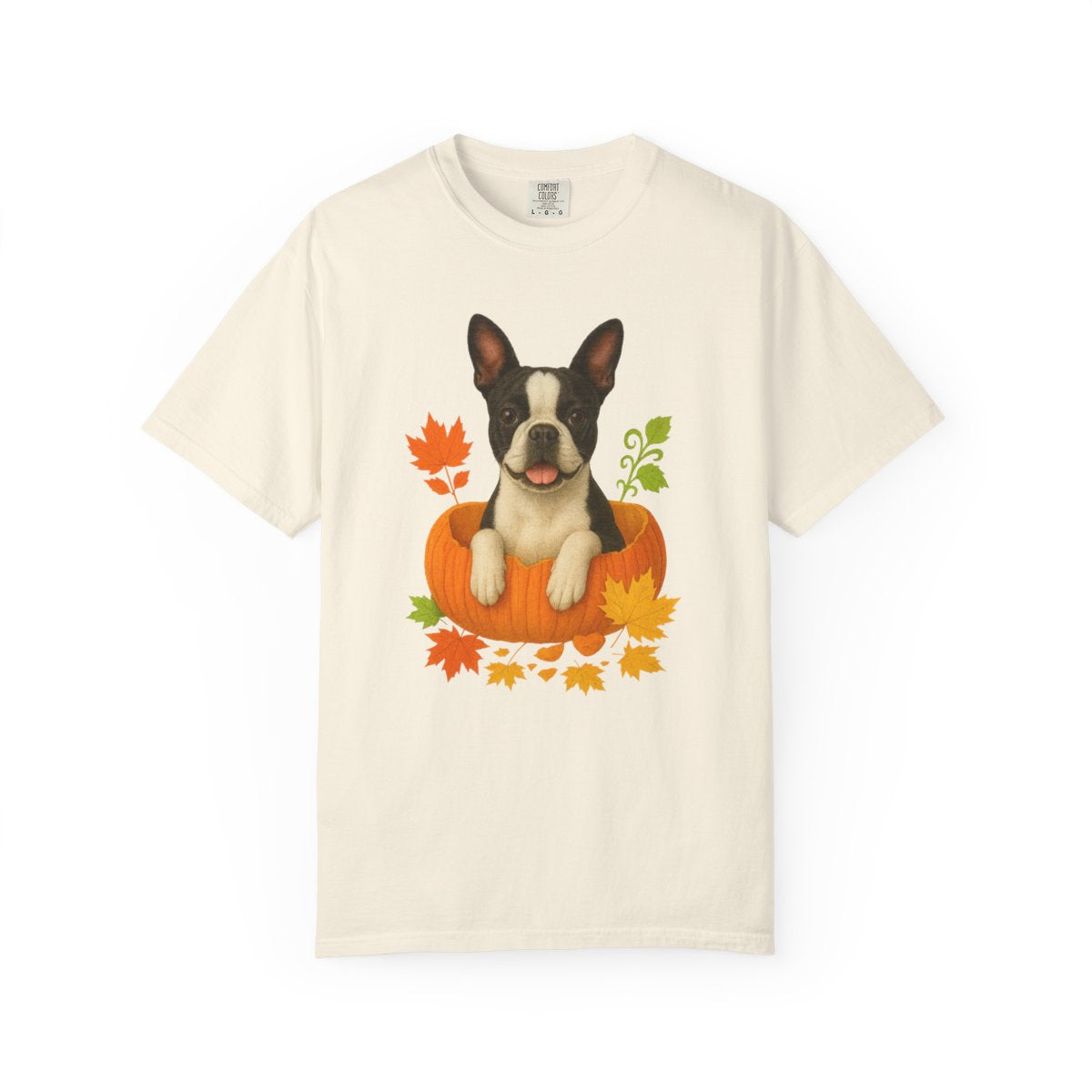 Boston Terrier Pumpkin Shirt, Cute Fall Dog Lover Tee on Comfort Colors 1717