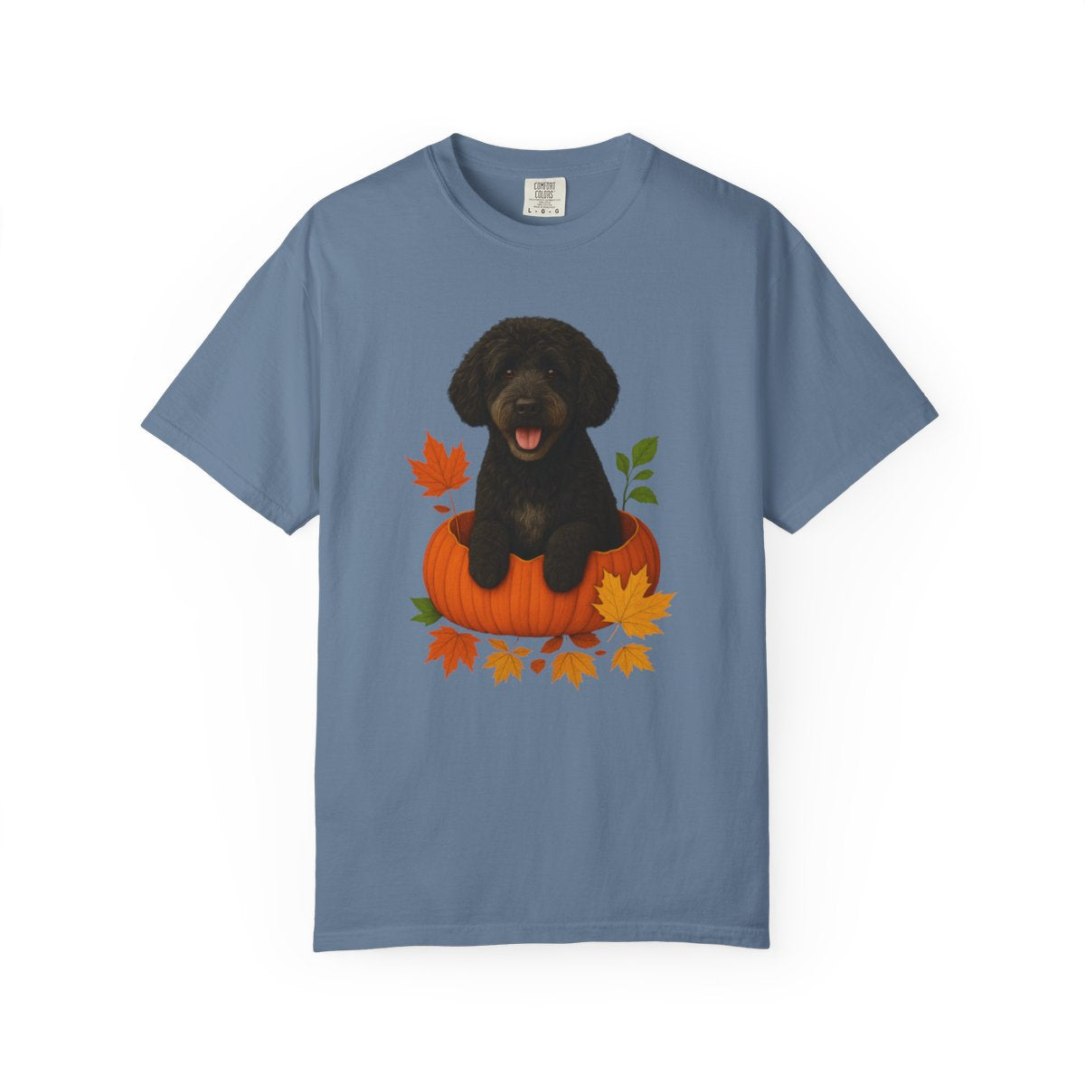 Black Portuguese Water Dog Pumpkin Shirt, Fall Comfort Colors 1717 Tee for Dog Lovers