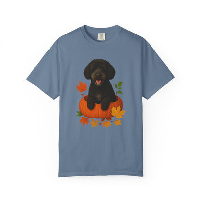 Black Portuguese Water Dog Pumpkin Shirt, Fall Comfort Colors 1717 Tee for Dog Lovers
