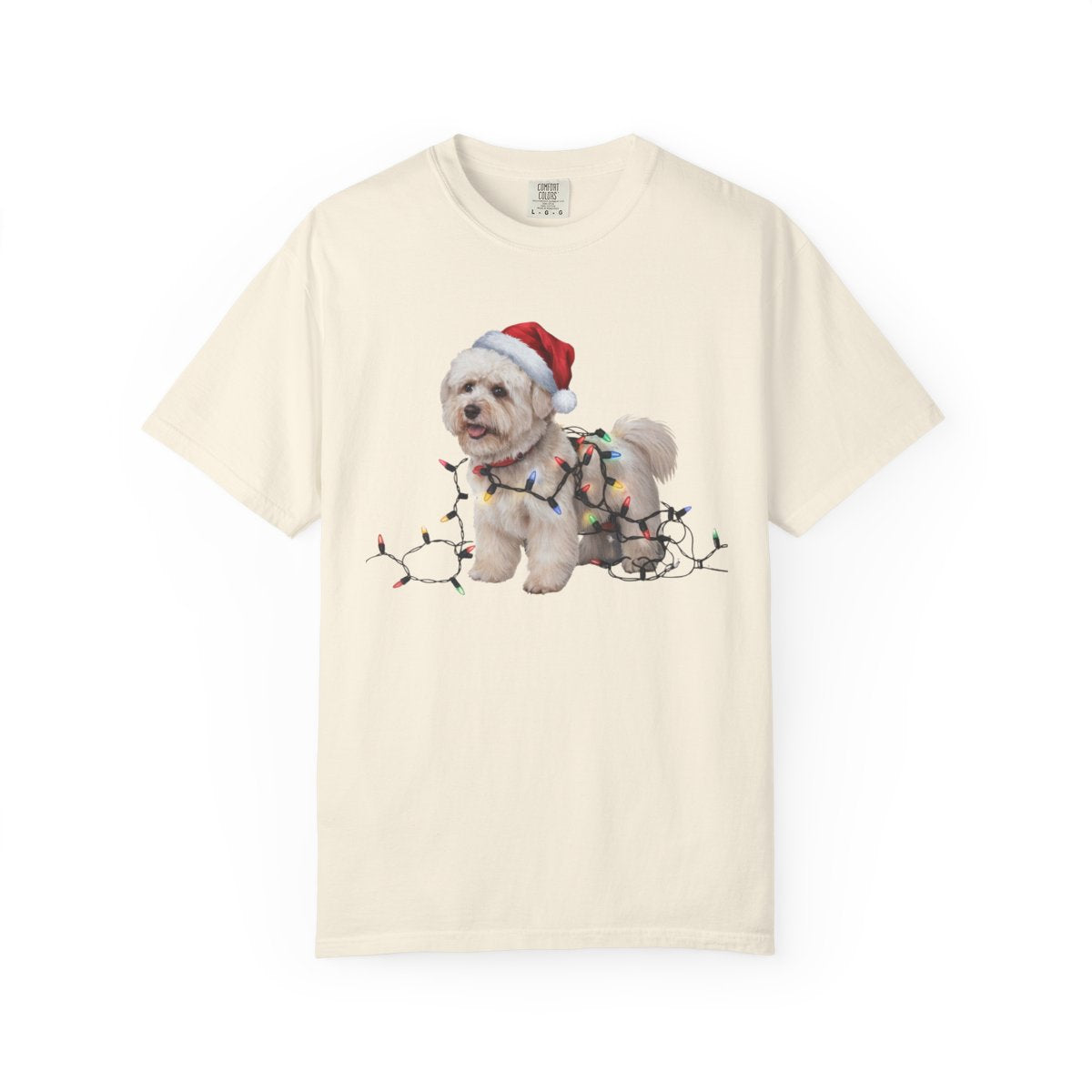 Bichon Frise Christmas Lights Shirt, Festive Holiday Tee for Fluffy Dog Lovers