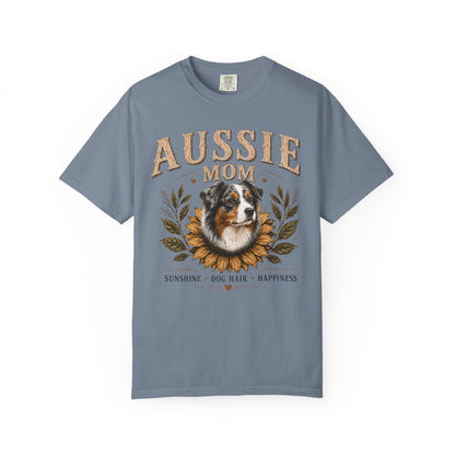 Australian Shepherd Mom Shirt, Aussie Mom Sunflower Tee, Vintage Dog Lover Gift