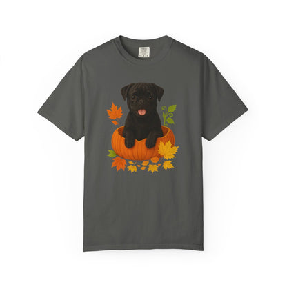 Black Pug in Pumpkin Fall Shirt, Cute Autumn Dog Tee for Pug Moms and Dog Lovers