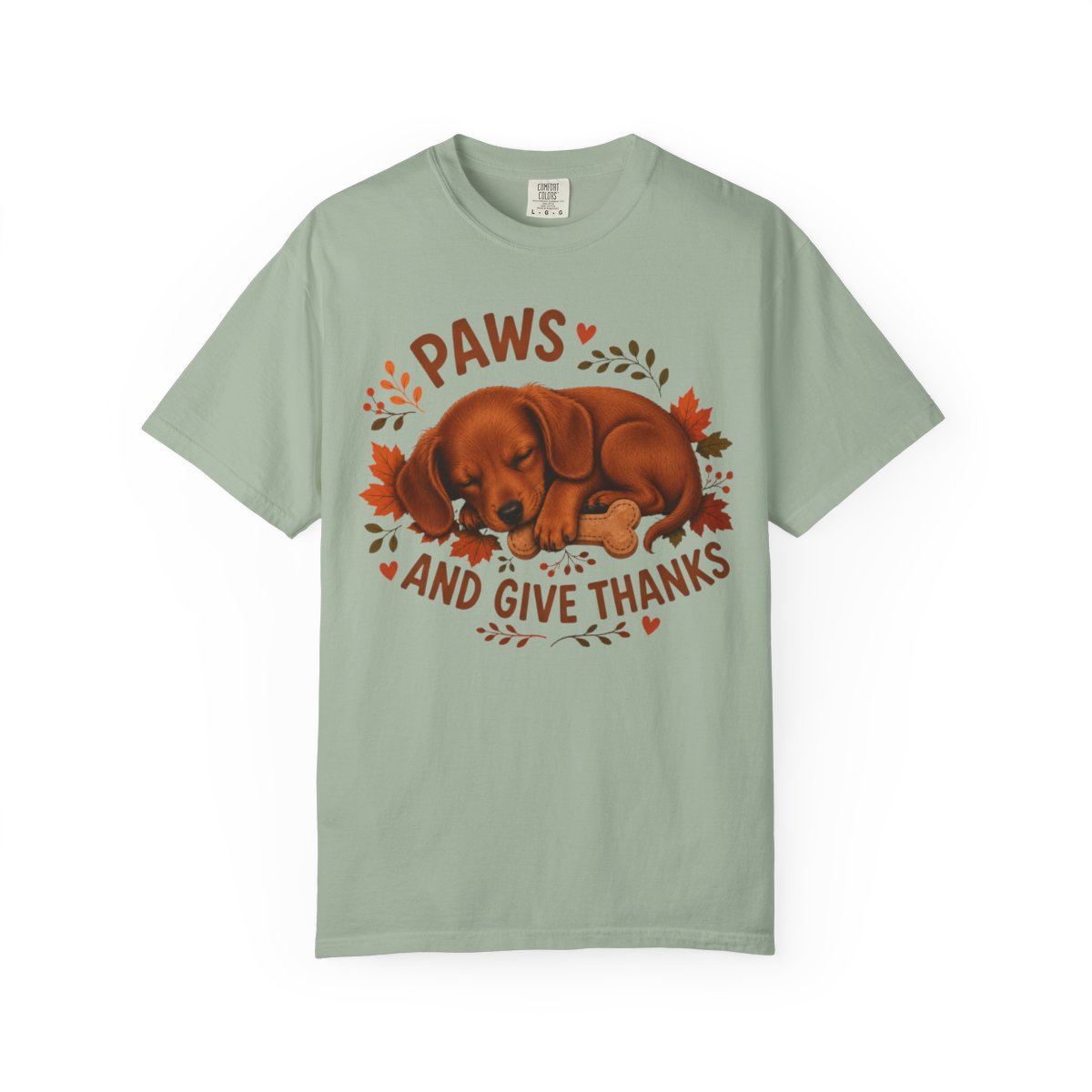 Red Dachshund Thanksgiving Shirt, Paws Give Thanks Tee, Fall Doxie Dog Lover Gift