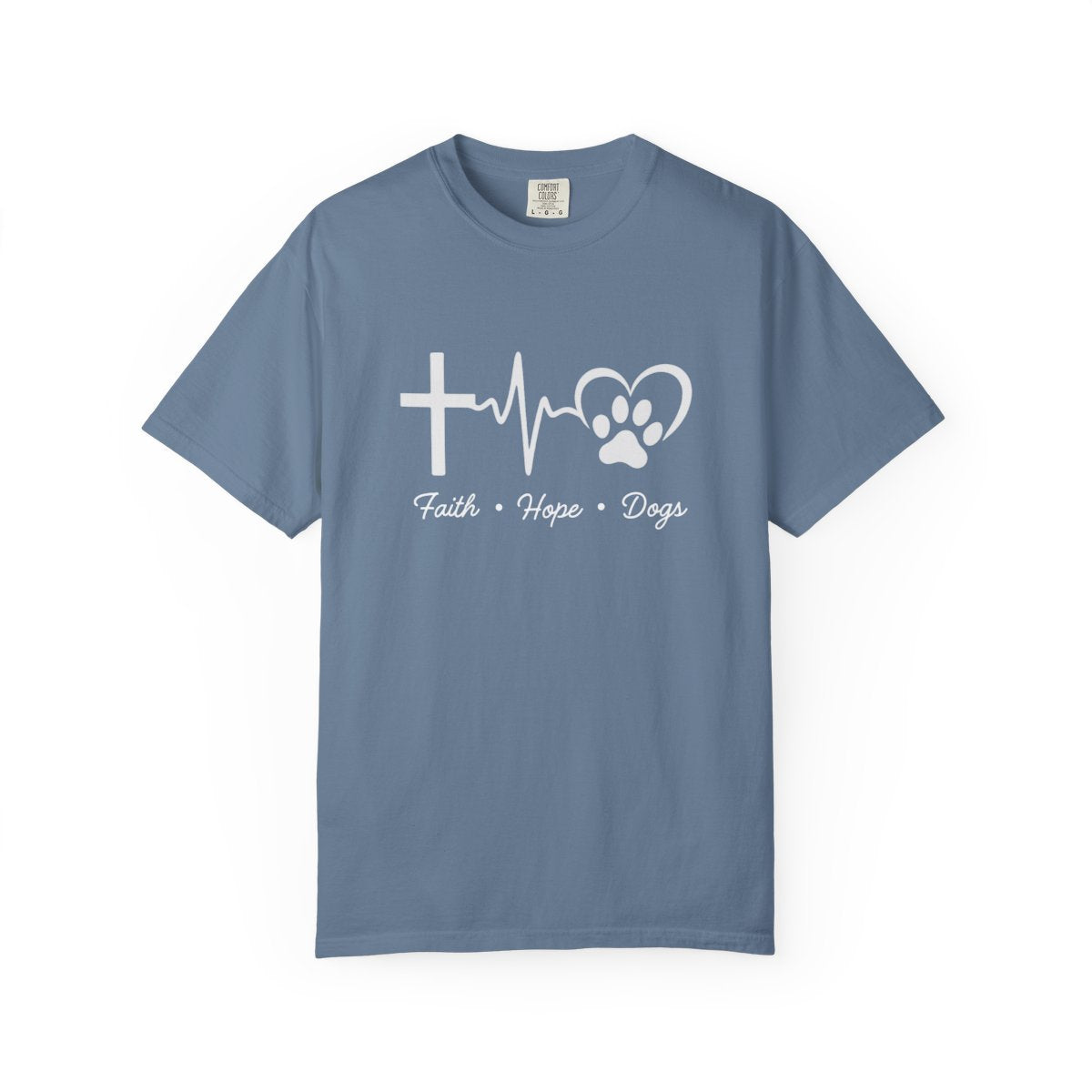 Unisex Garment-Faith Hope Dog Kisses Comfort Colors Shirt – Christian Dog Mom Tee, Soft Garment-Dyed 100% Cotton, Paw Print GiftDyed T-shirt