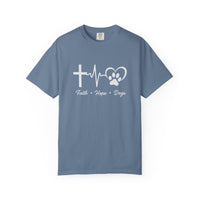 Load image into Gallery viewer, Unisex Garment-Faith Hope Dog Kisses Comfort Colors Shirt – Christian Dog Mom Tee, Soft Garment-Dyed 100% Cotton, Paw Print GiftDyed T-shirt
