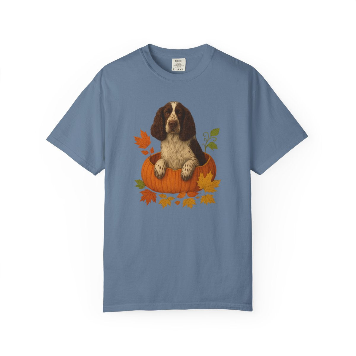 English Springer Spaniel in Pumpkin Fall Shirt, Cute Autumn Dog Tee for Spaniel Lovers