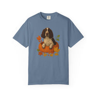Load image into Gallery viewer, English Springer Spaniel in Pumpkin Fall Shirt, Cute Autumn Dog Tee for Spaniel Lovers
