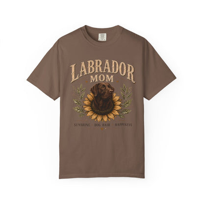 Chocolate Lab Mom Shirt, Labrador Retriever Sunflower Tee, Vintage Dog Lover Gift