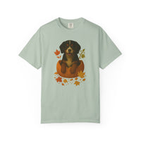 Load image into Gallery viewer, Tri-Color Cavalier King Charles in Pumpkin Fall Shirt, Cute Autumn Dog Tee for Spaniel Moms
