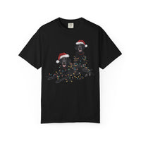 Load image into Gallery viewer, Festive Holiday Christmas Dog Shirt, Santa Hat Labrador Tee, Holiday Lights Dog Lovers Shirt, Christmas Gift for Dog Mom
