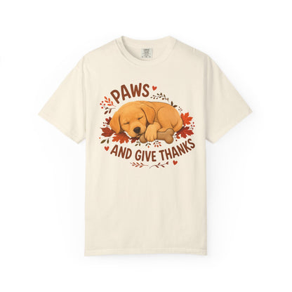 Yellow Lab Thanksgiving Shirt, Paws Give Thanks Tee, Fall Labrador Retriever Lover Gift