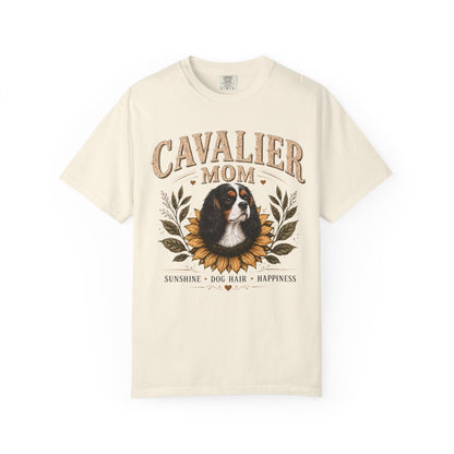 Tricolor Cavalier Mom Shirt, Cavalier King Charles Spaniel Tee, Sunflower Dog Lover Gift