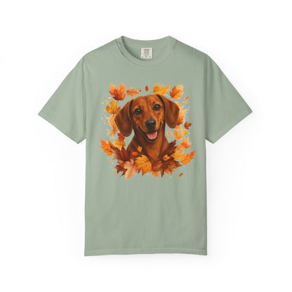 Red Dachshund Fall Shirt | Autumn Dog Mom Comfort Colors Tee