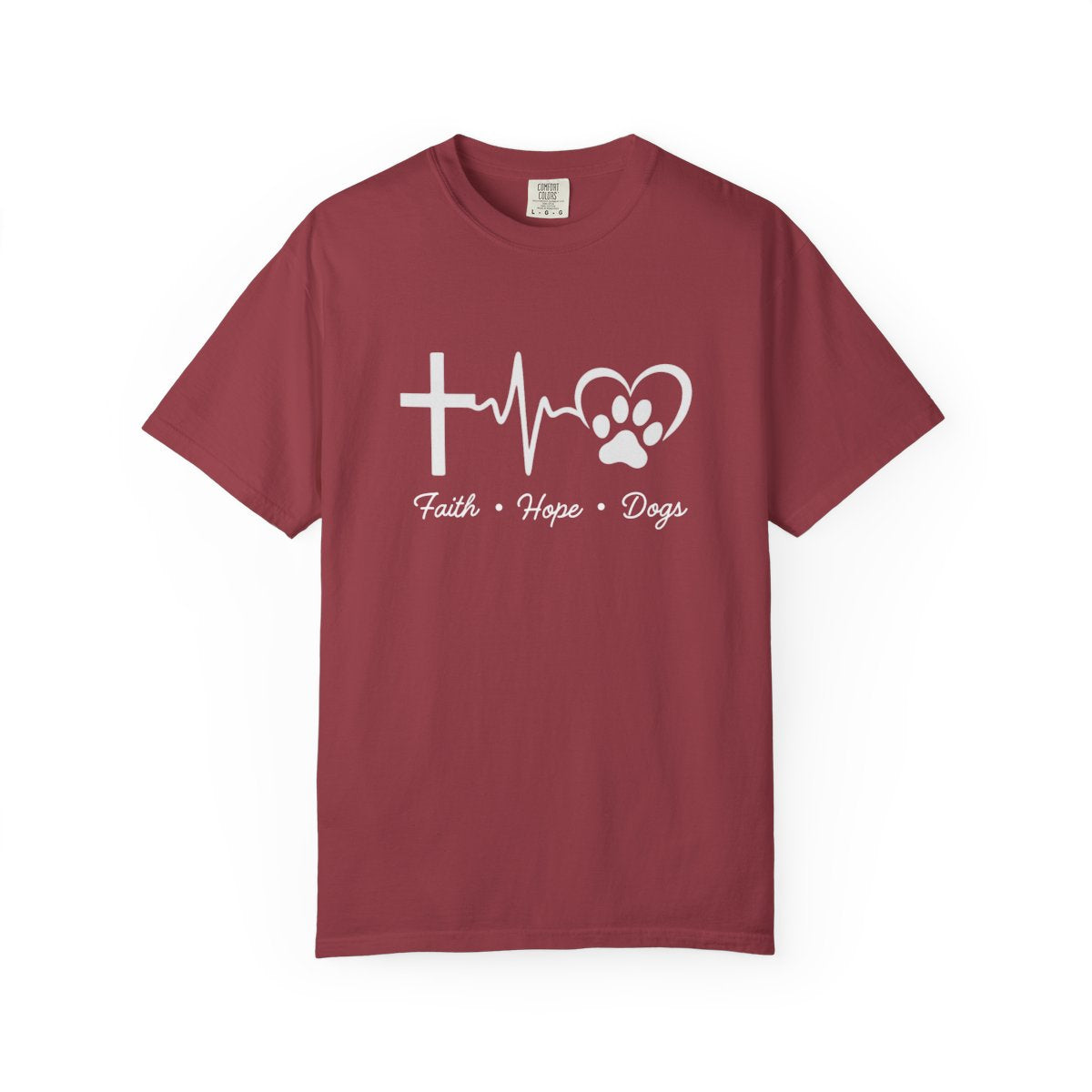 Unisex Garment-Faith Hope Dog Kisses Comfort Colors Shirt – Christian Dog Mom Tee, Soft Garment-Dyed 100% Cotton, Paw Print GiftDyed T-shirt