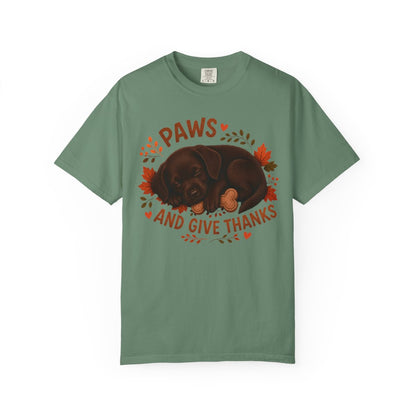 Chocolate Lab Thanksgiving Shirt, Paws Give Thanks Tee, Fall Labrador Retriever Lover Gift