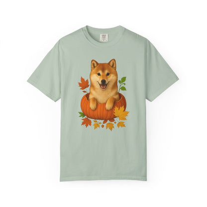 Red Shiba Inu Pumpkin Shirt, Cute Fall Dog Lover T-Shirt for Autumn Vibes