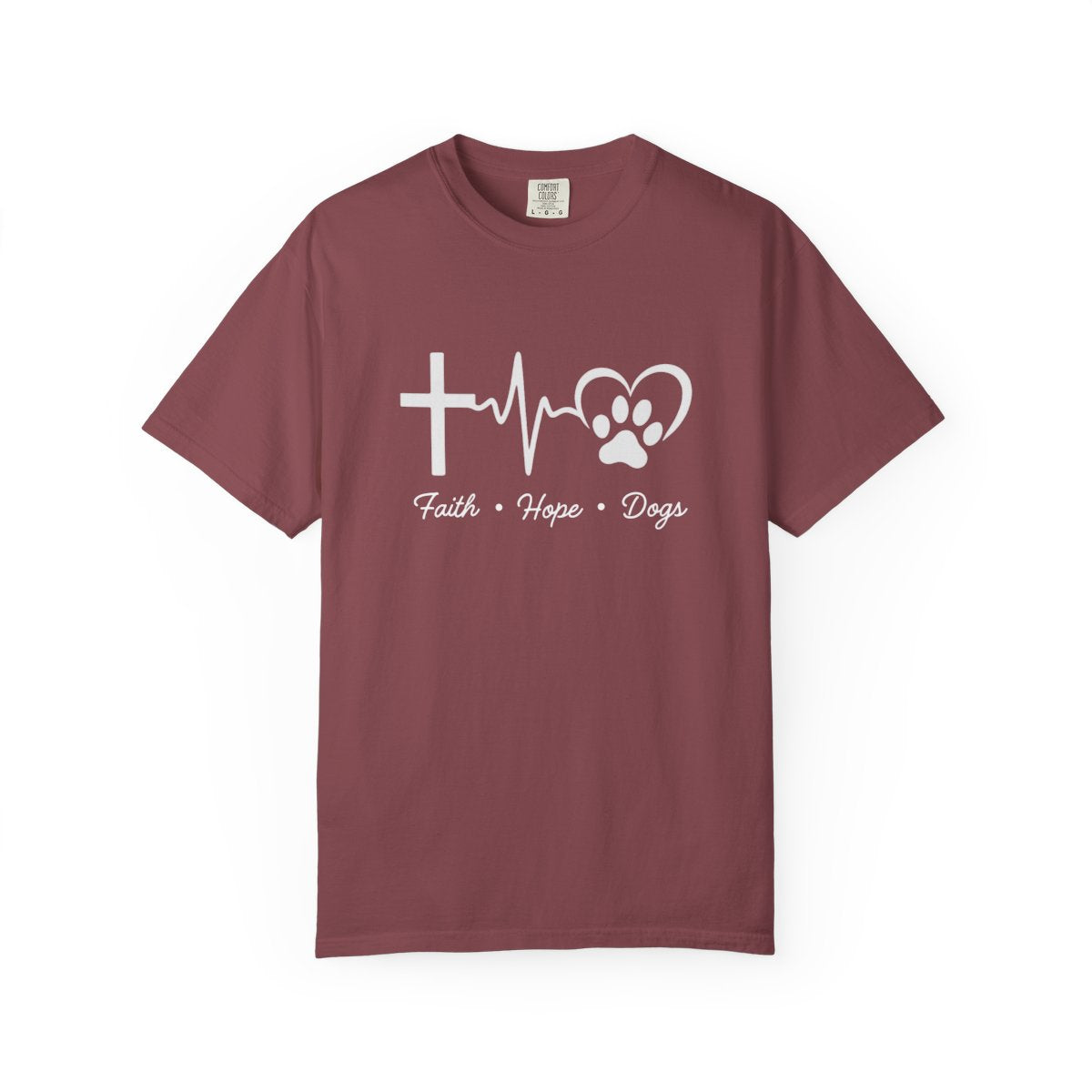 Unisex Garment-Faith Hope Dog Kisses Comfort Colors Shirt – Christian Dog Mom Tee, Soft Garment-Dyed 100% Cotton, Paw Print GiftDyed T-shirt