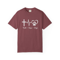 Load image into Gallery viewer, Unisex Garment-Faith Hope Dog Kisses Comfort Colors Shirt – Christian Dog Mom Tee, Soft Garment-Dyed 100% Cotton, Paw Print GiftDyed T-shirt
