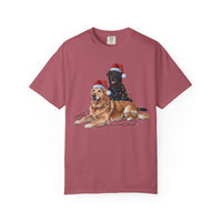Load image into Gallery viewer, Festive Holiday Christmas Dog Shirt, Santa Hat Labrador Tee, Labrador Golden Retriever Shirt, Christmas Gift for Dog Lovers
