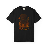 Load image into Gallery viewer, Chocolate Lab in Pumpkin Fall Dog Shirt, Autumn Labrador Tee for Dog Moms &amp; Pet Lovers
