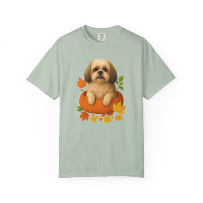 Shih Tzu Pumpkin Shirt, Cute Fall Dog Lover Tee on Comfort Colors 1717