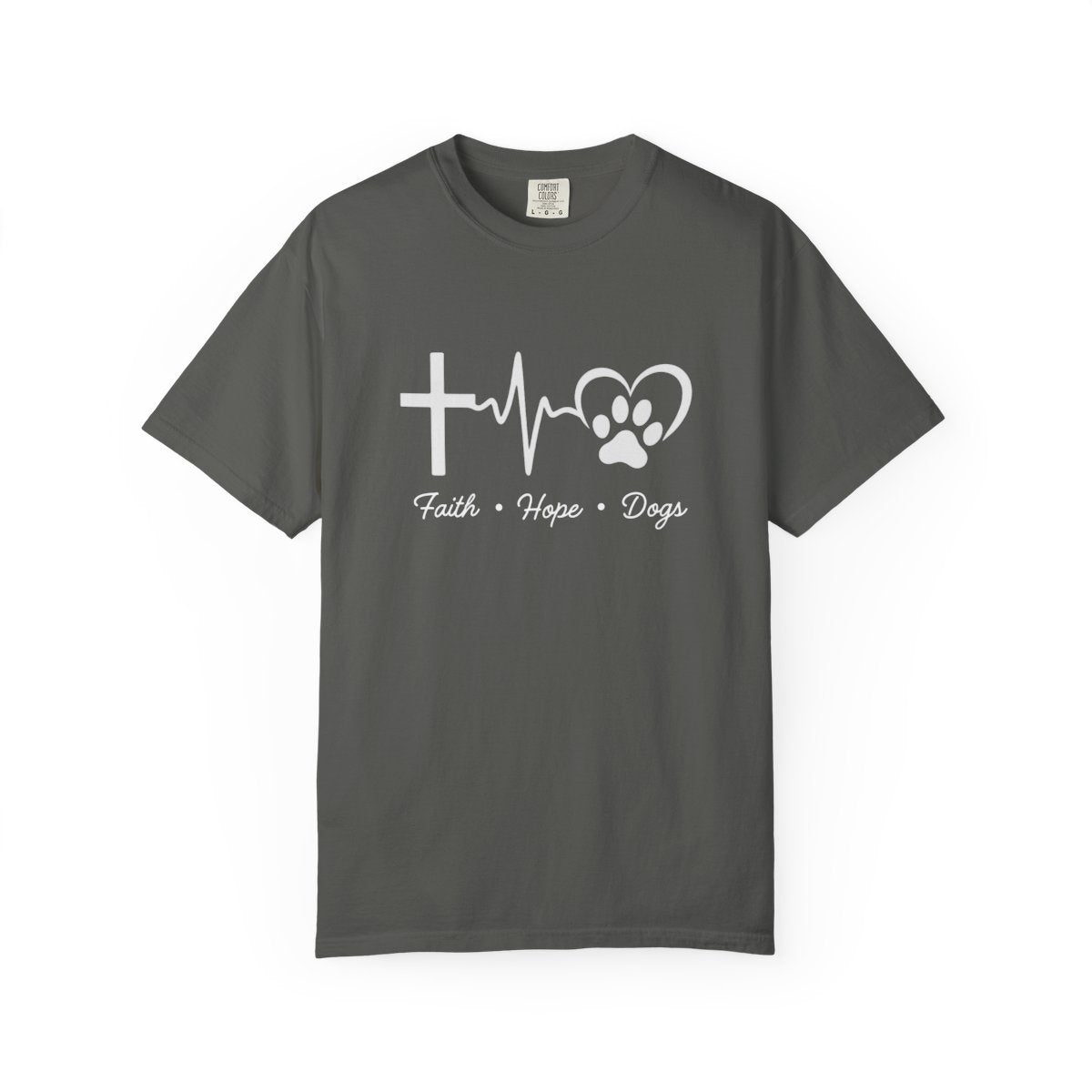 Unisex Garment-Faith Hope Dog Kisses Comfort Colors Shirt – Christian Dog Mom Tee, Soft Garment-Dyed 100% Cotton, Paw Print GiftDyed T-shirt