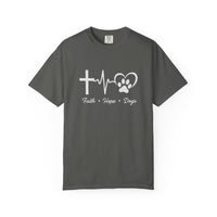 Load image into Gallery viewer, Unisex Garment-Faith Hope Dog Kisses Comfort Colors Shirt – Christian Dog Mom Tee, Soft Garment-Dyed 100% Cotton, Paw Print GiftDyed T-shirt
