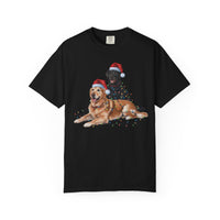 Load image into Gallery viewer, Festive Holiday Christmas Dog Shirt, Santa Hat Labrador Tee, Labrador Golden Retriever Shirt, Christmas Gift for Dog Lovers
